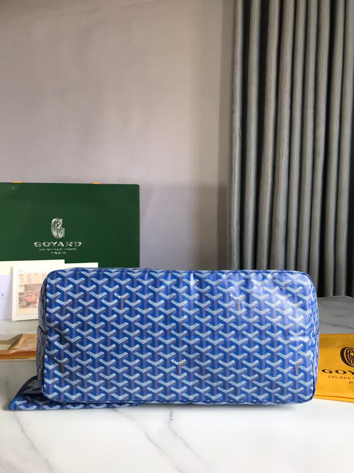 Goyard 2026 Saint Louis PM Tote Bag Blue Goyardine Canvas & Chevroches Calfskin
