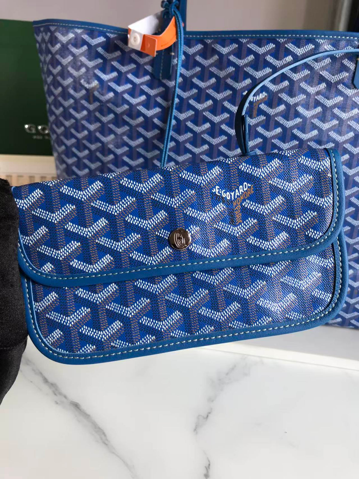 Goyard 2026 Saint Louis PM Tote Bag Blue Goyardine Canvas & Chevroches Calfskin