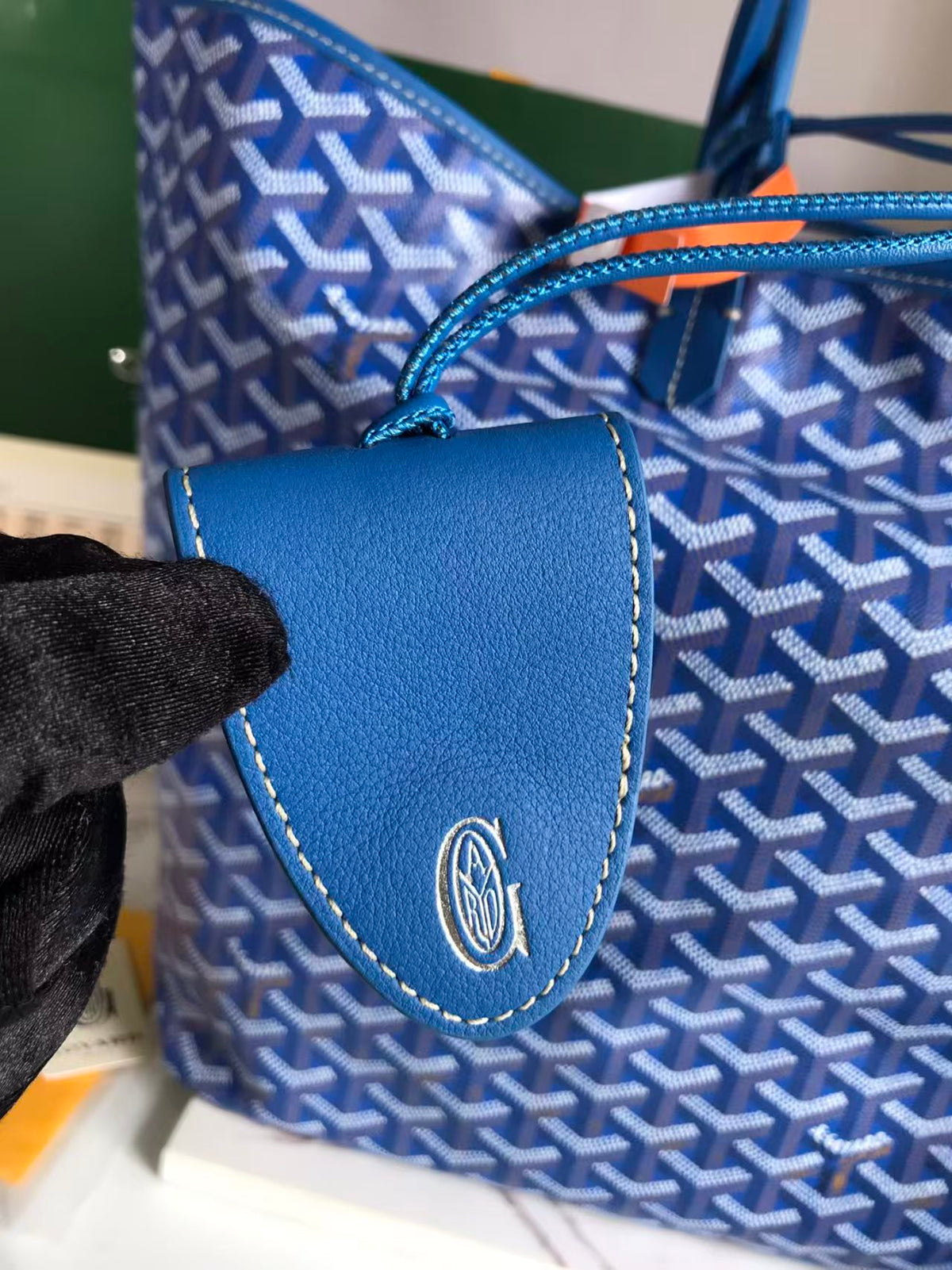 Goyard 2026 Saint Louis PM Tote Bag Blue Goyardine Canvas & Chevroches Calfskin