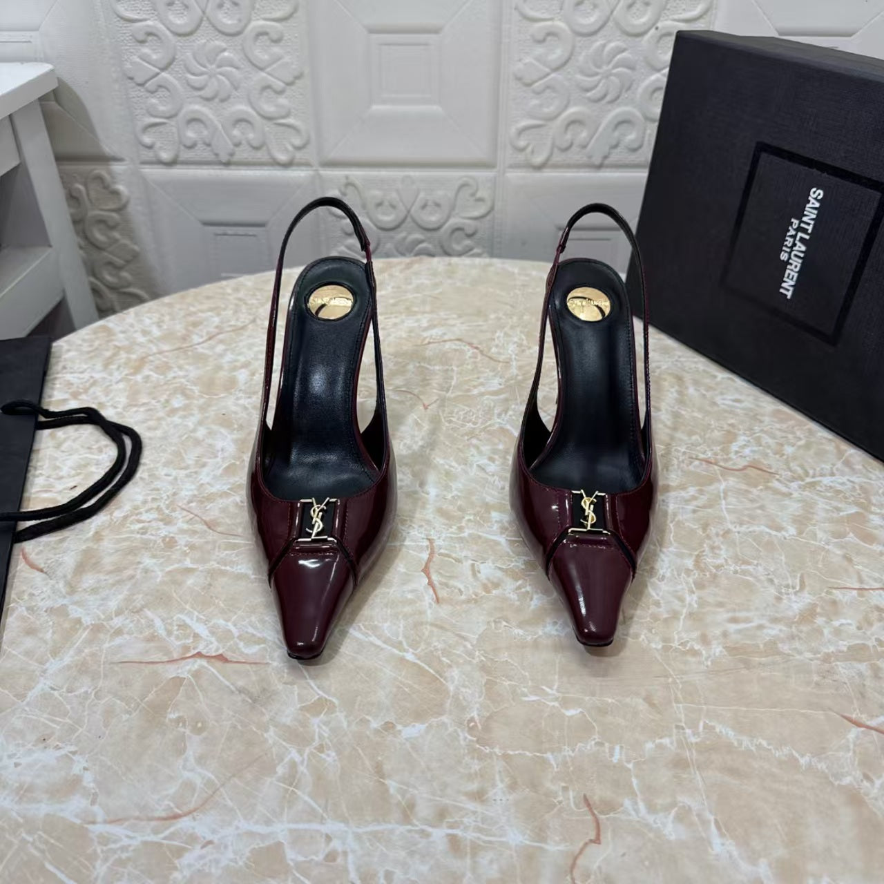 Saint Laurent 2026 Babylone Slingback 90mm Sheepskin