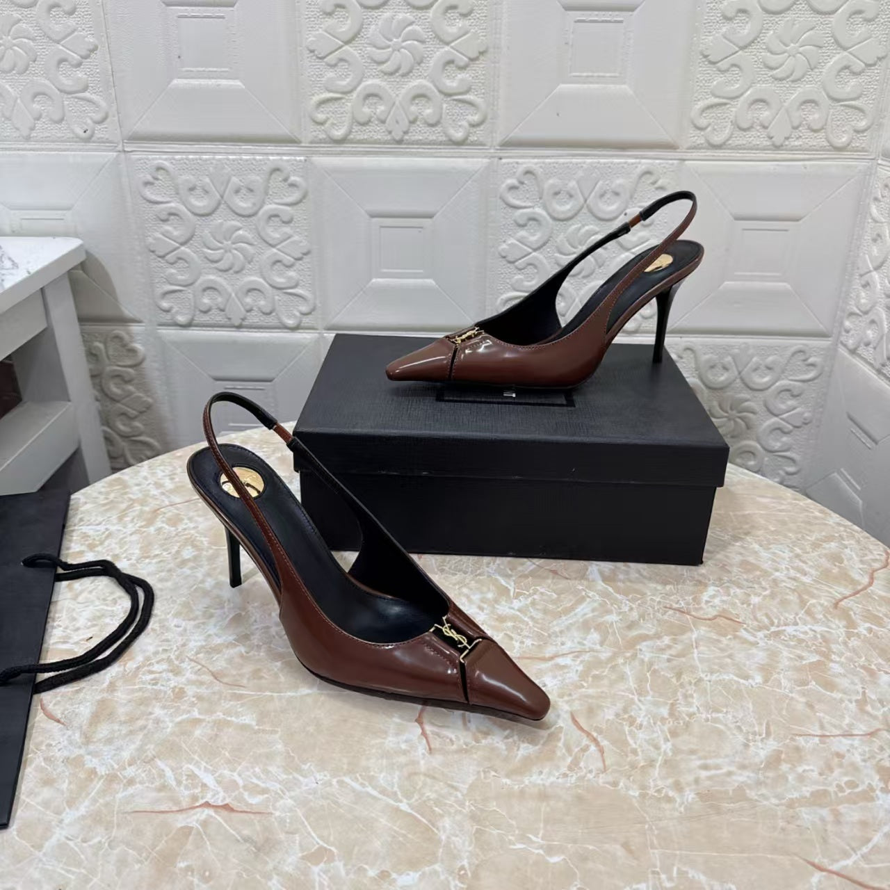 Saint Laurent 2026 Babylone Slingback 90mm Sheepskin