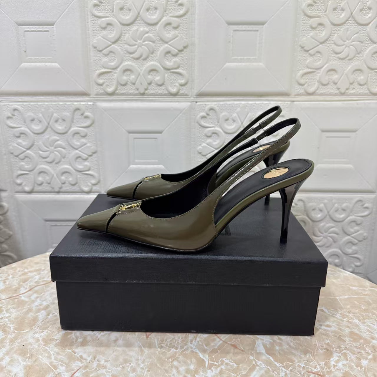 Saint Laurent 2026 Babylone Slingback 90mm Sheepskin
