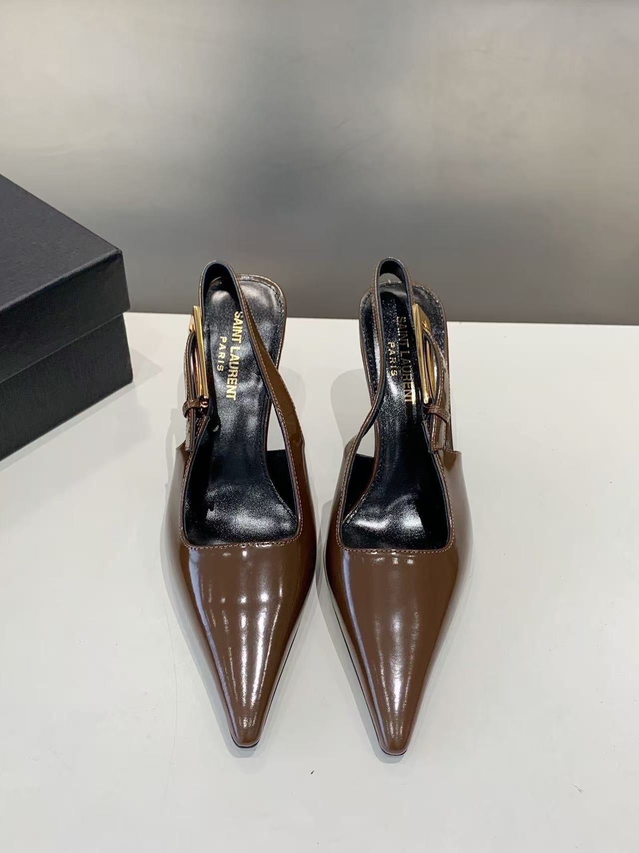 Saint Laurent 2026 Lee High-heeled Slingback Leather