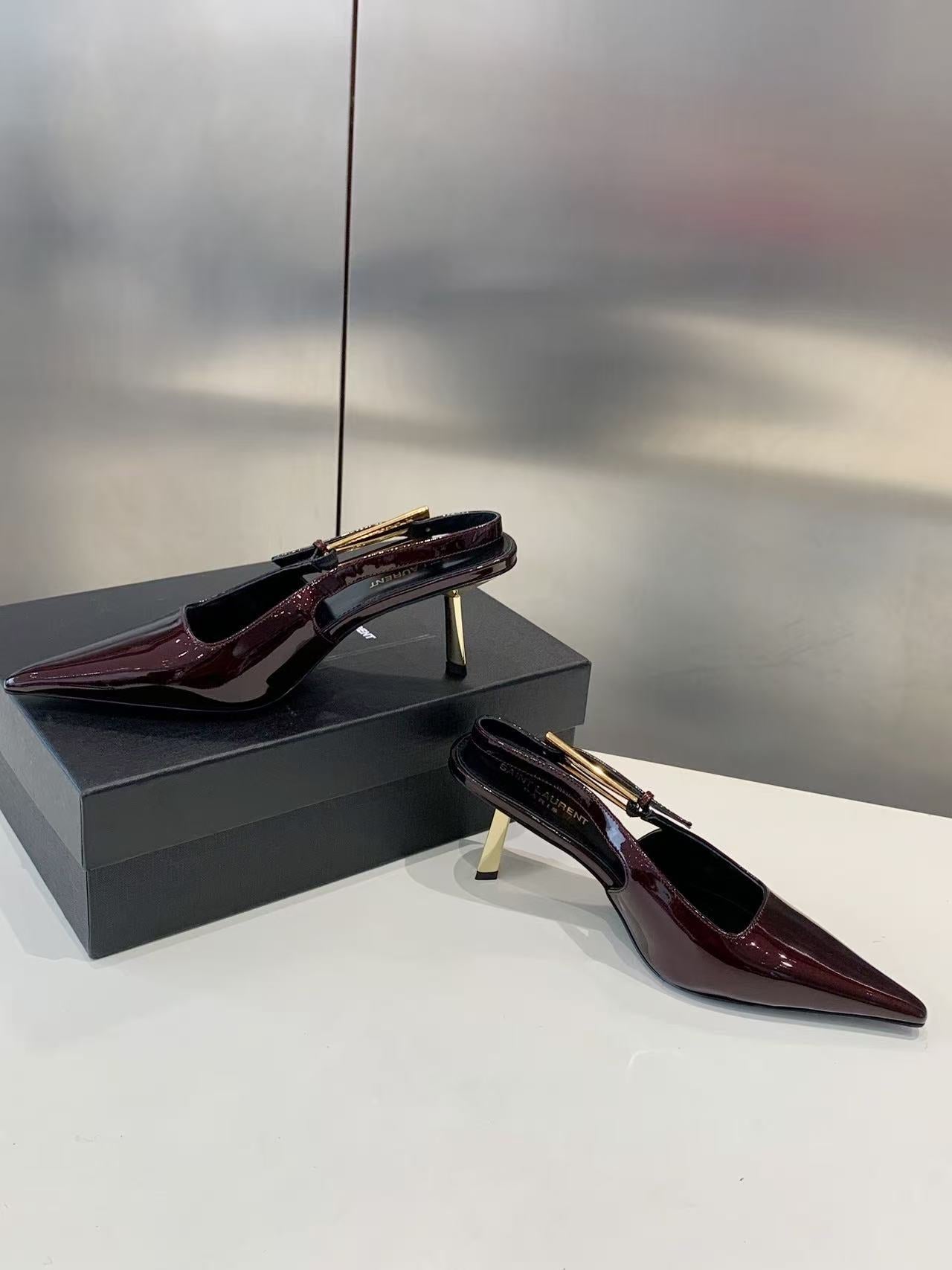 Saint Laurent 2026 Lee High-heeled Slingback Leather