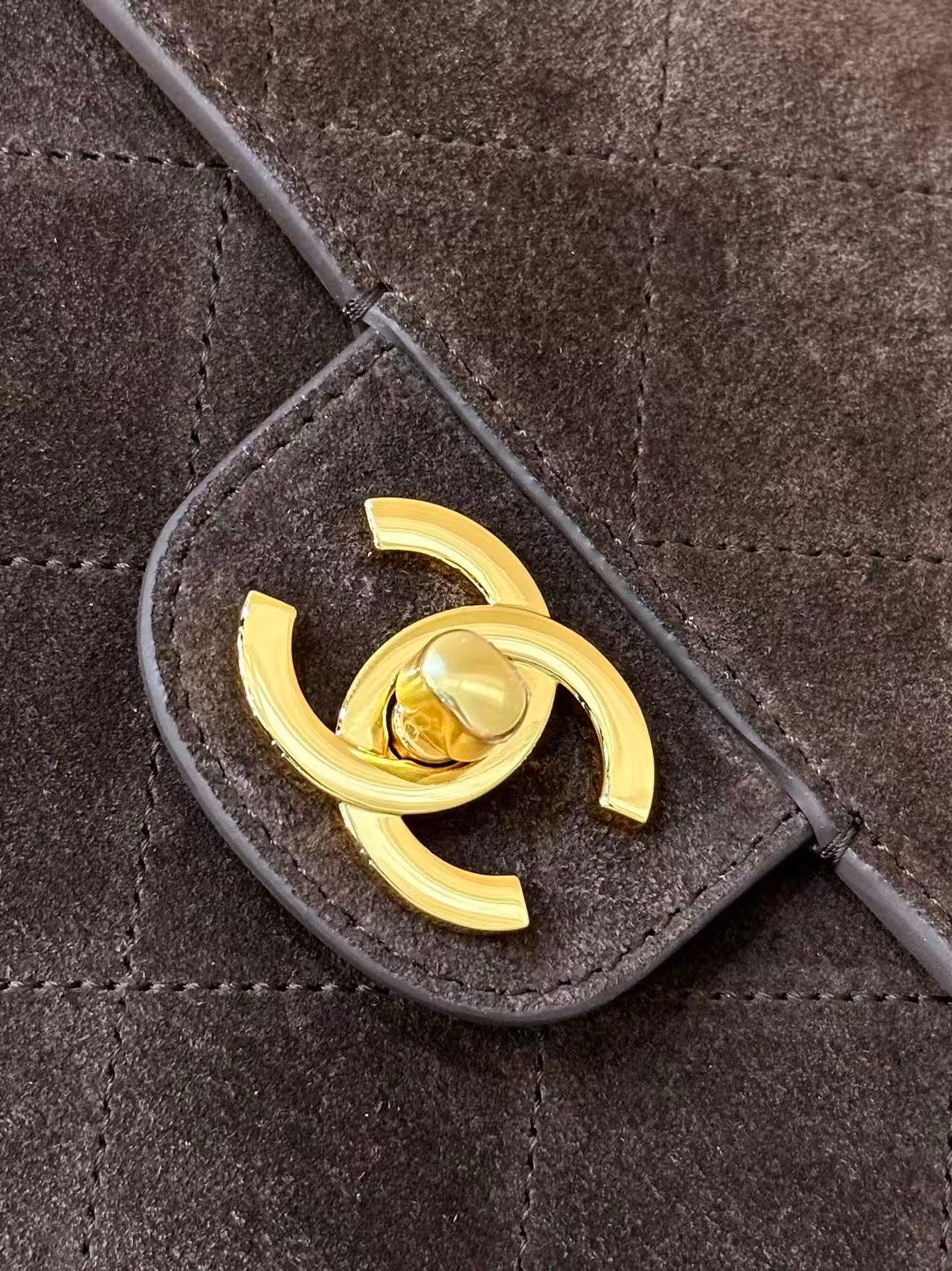 Chanel 2026 Flap Bag Dark Brown Suede Leather