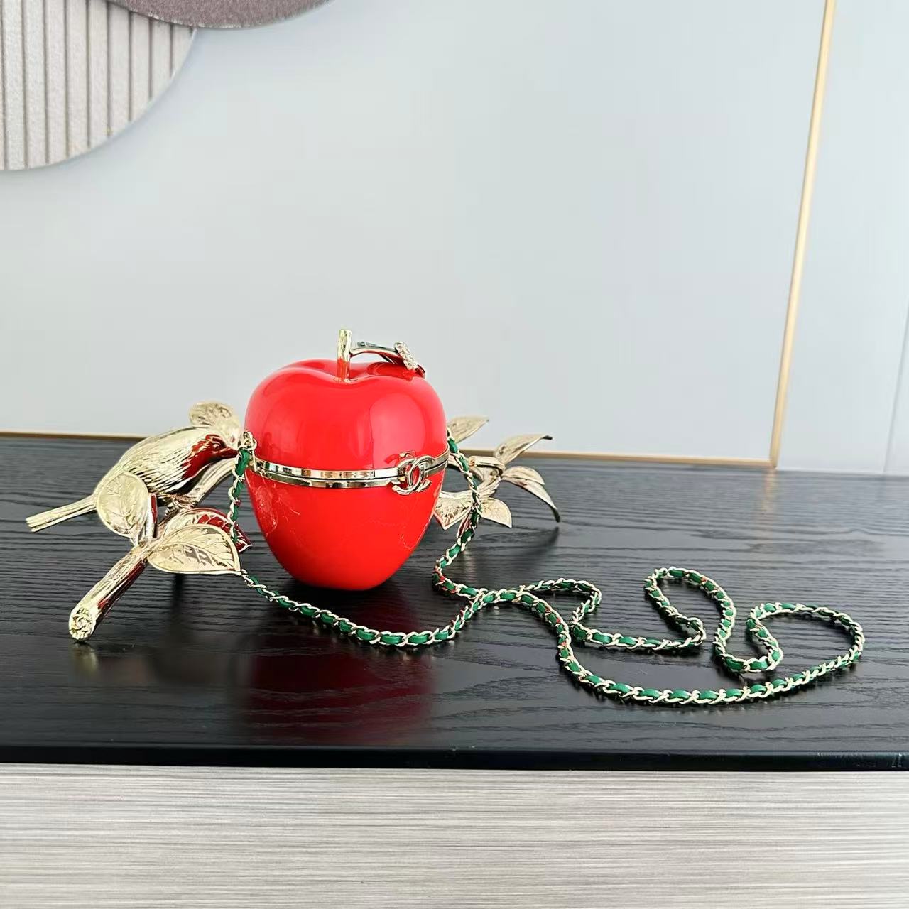 Chanel 2026 Minaudiere Apple Bag Red Lacquered Metal And Glass Enamel
