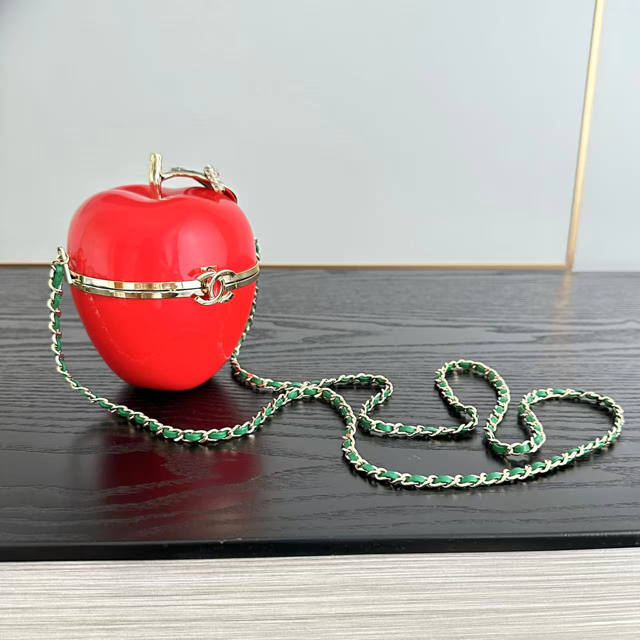 Chanel 2026 Minaudiere Apple Bag Red Lacquered Metal And Glass Enamel