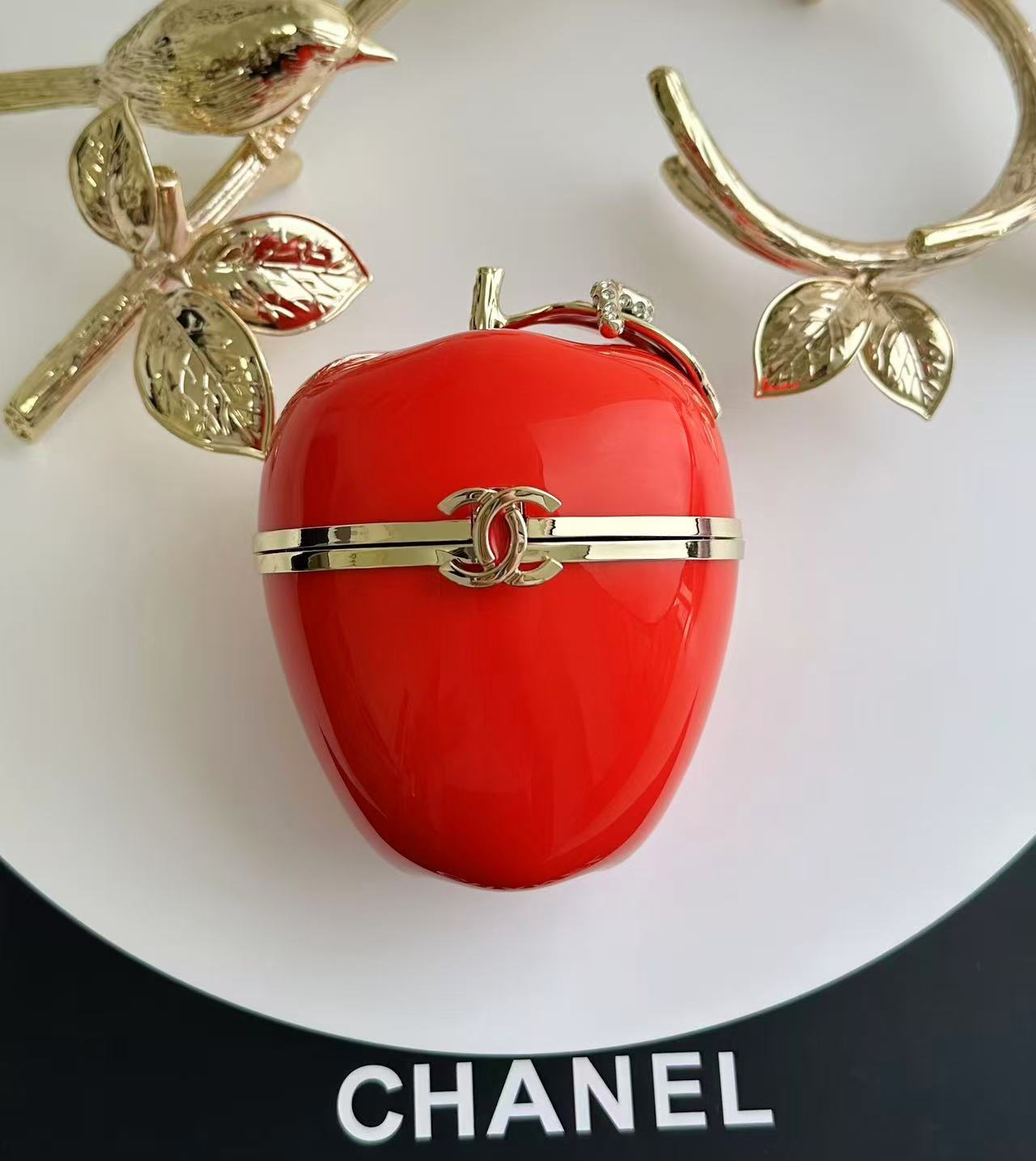 Chanel 2026 Minaudiere Apple Bag Red Lacquered Metal And Glass Enamel
