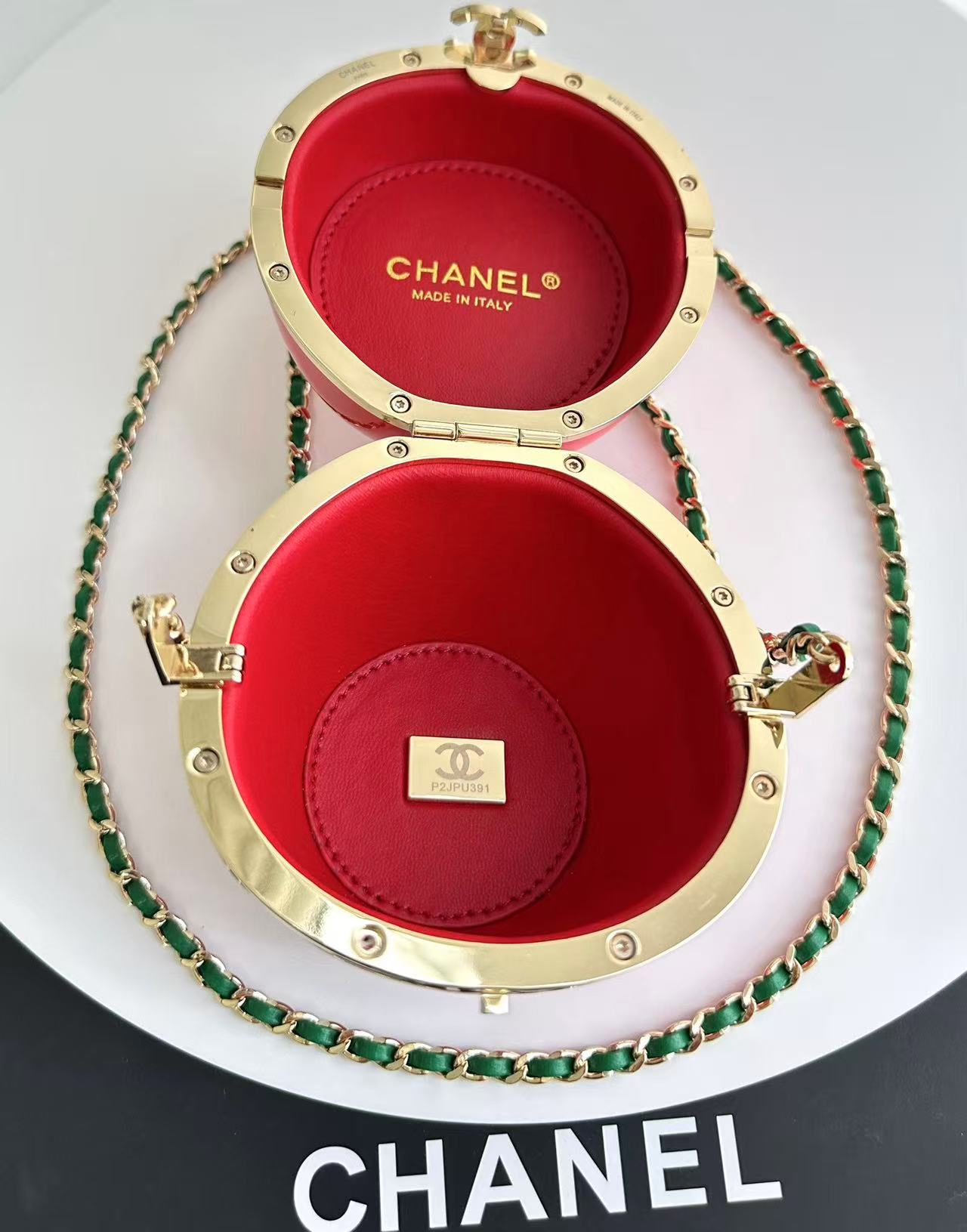 Chanel 2026 Minaudiere Apple Bag Red Lacquered Metal And Glass Enamel