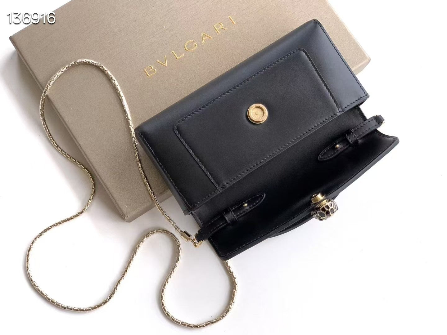 Bvlgari 2026 Serpenti Leather Phone Case 19cm Black Calfskin