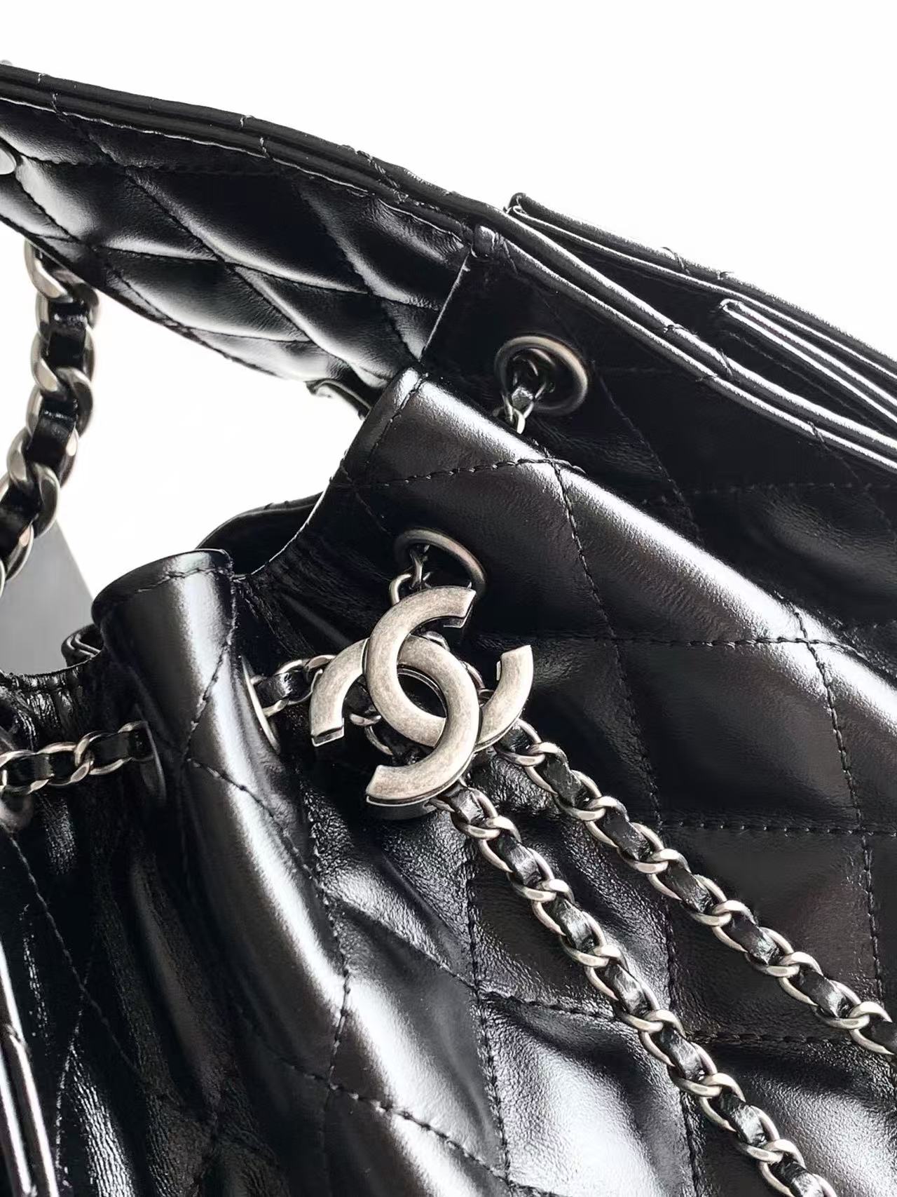 Chanel 2026 Hobo Bag 30cm Black Lambskin Silver Hardware
