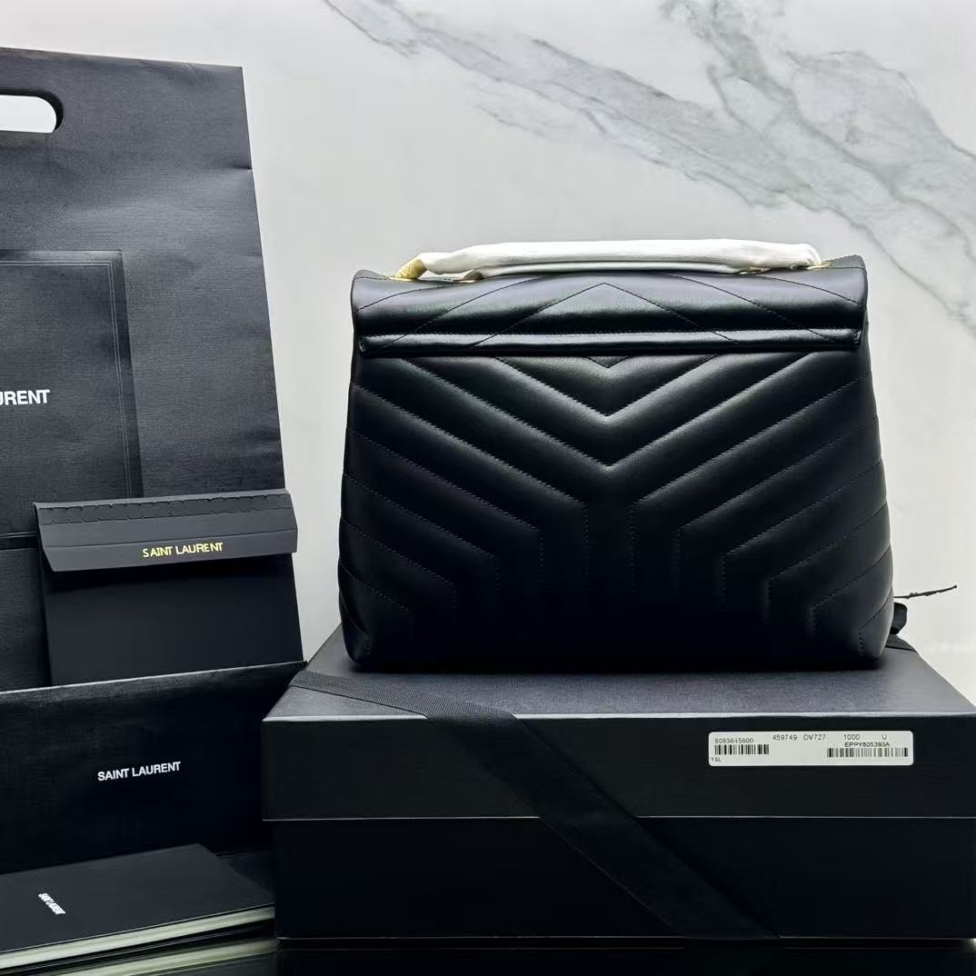 Saint Laurent 2026 Loulou Bag 31cm Black Gold Quilted Leather