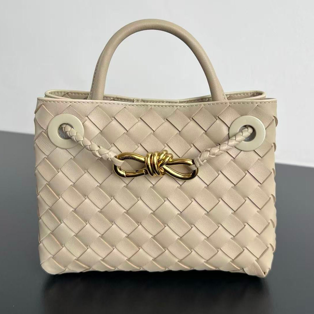 Bottega Veneta 2026 Andiamo Bag 20cm Light Beige Intrecciato Leather