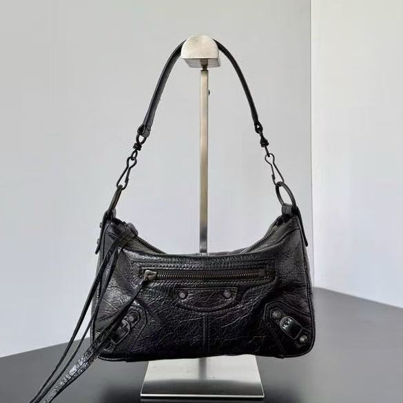 Balenciaga 2026 Le City Moto Bag 22.5cm Black Lambskin