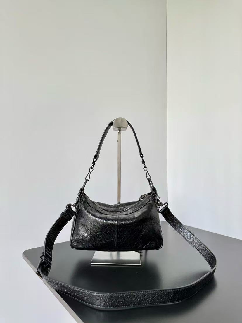 Balenciaga 2026 Le City Moto Bag 22.5cm Black Lambskin