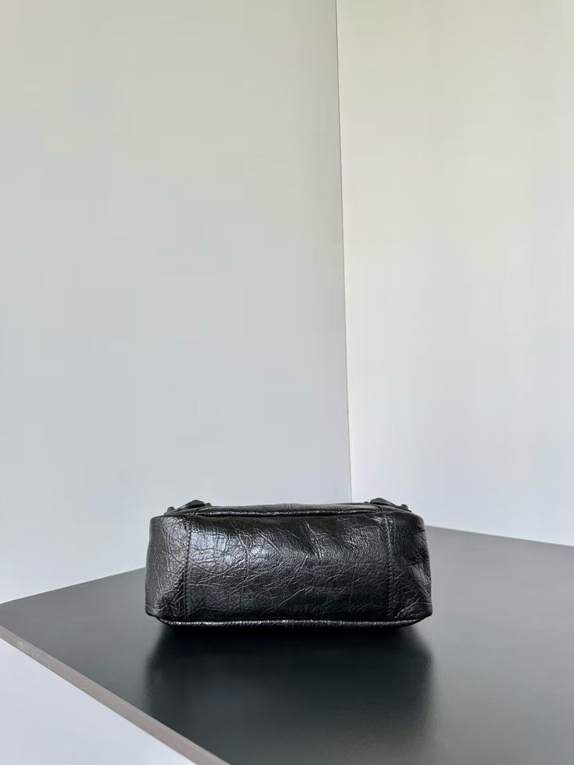Balenciaga 2026 Le City Moto Bag 22.5cm Black Lambskin