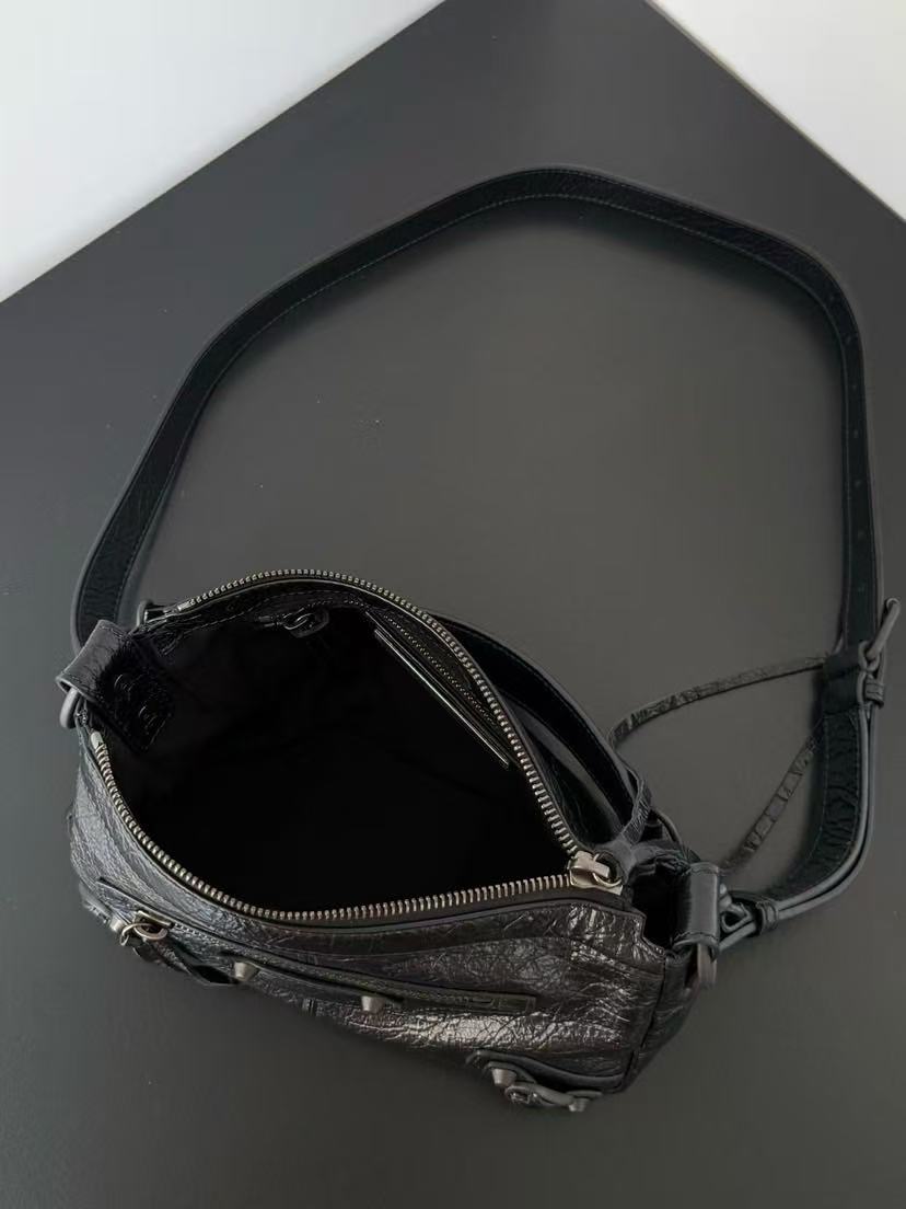 Balenciaga 2026 Le City Moto Bag 22.5cm Black Lambskin