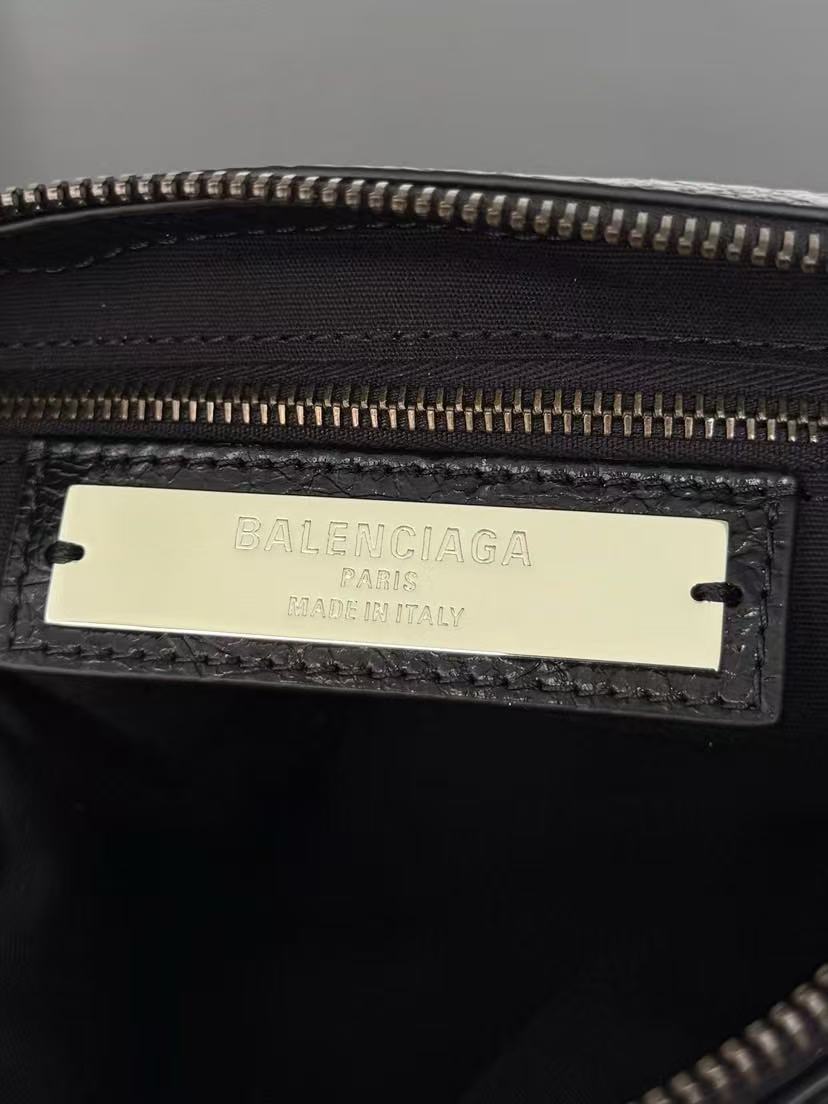Balenciaga 2026 Le City Moto Bag 22.5cm Black Lambskin