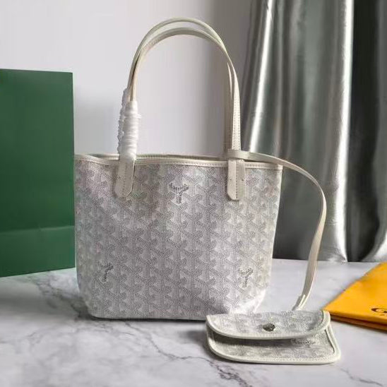 Goyard 2026 Anjou Mini Bag 20cm White Goyardine Canvas