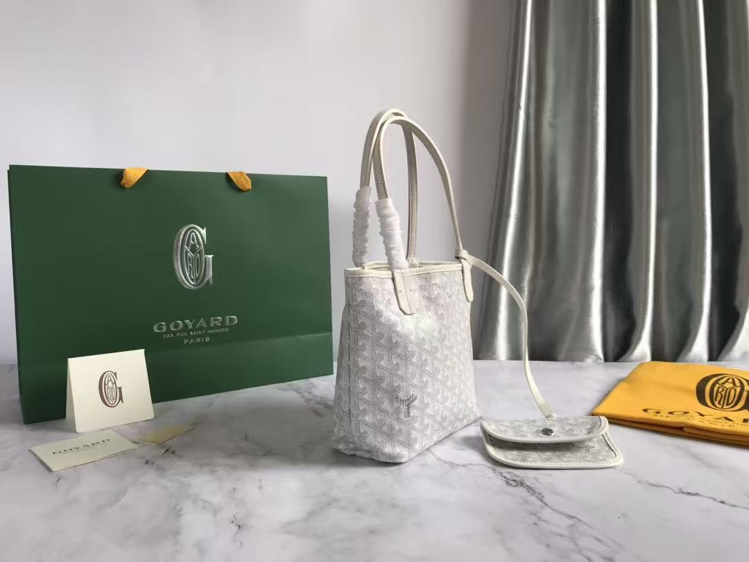 Goyard 2026 Anjou Mini Bag 20cm White Goyardine Canvas