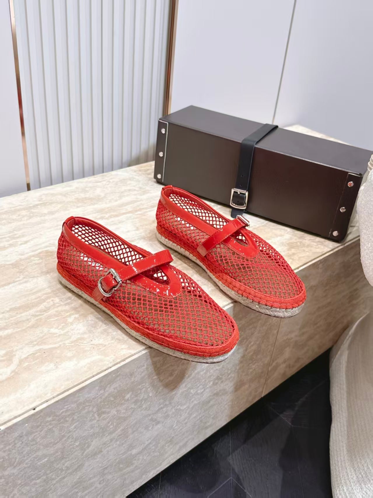 Alaia 2026 Espadrilles Multicolors Fishnet And Patent Leather