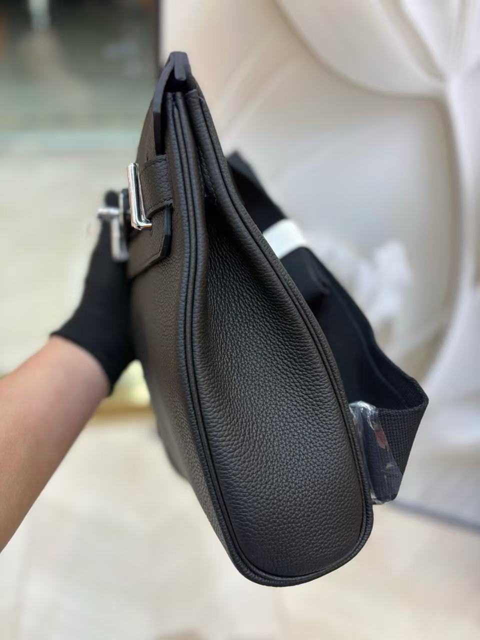Hermes 2026 Hac a Dos PM Bag 21cm Black Silver Togo Leather