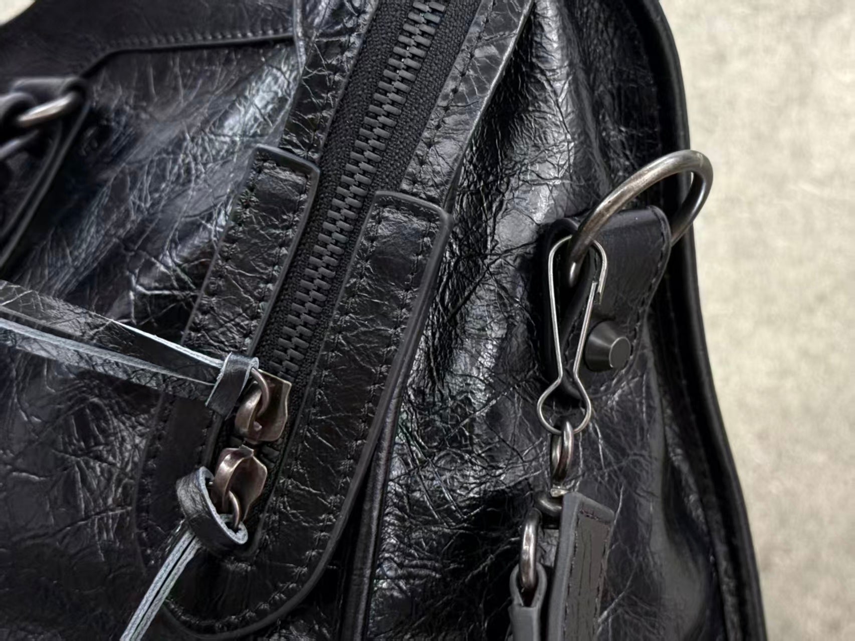 Balenciaga 2026 Le City Large Bag 46cm Black Crinkled Leather