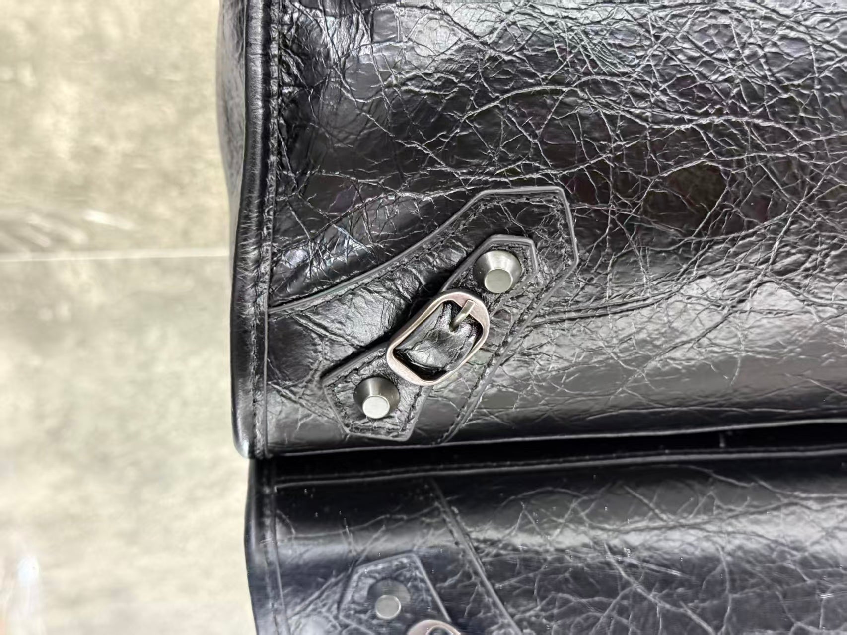 Balenciaga 2026 Le City Large Bag 46cm Black Crinkled Leather
