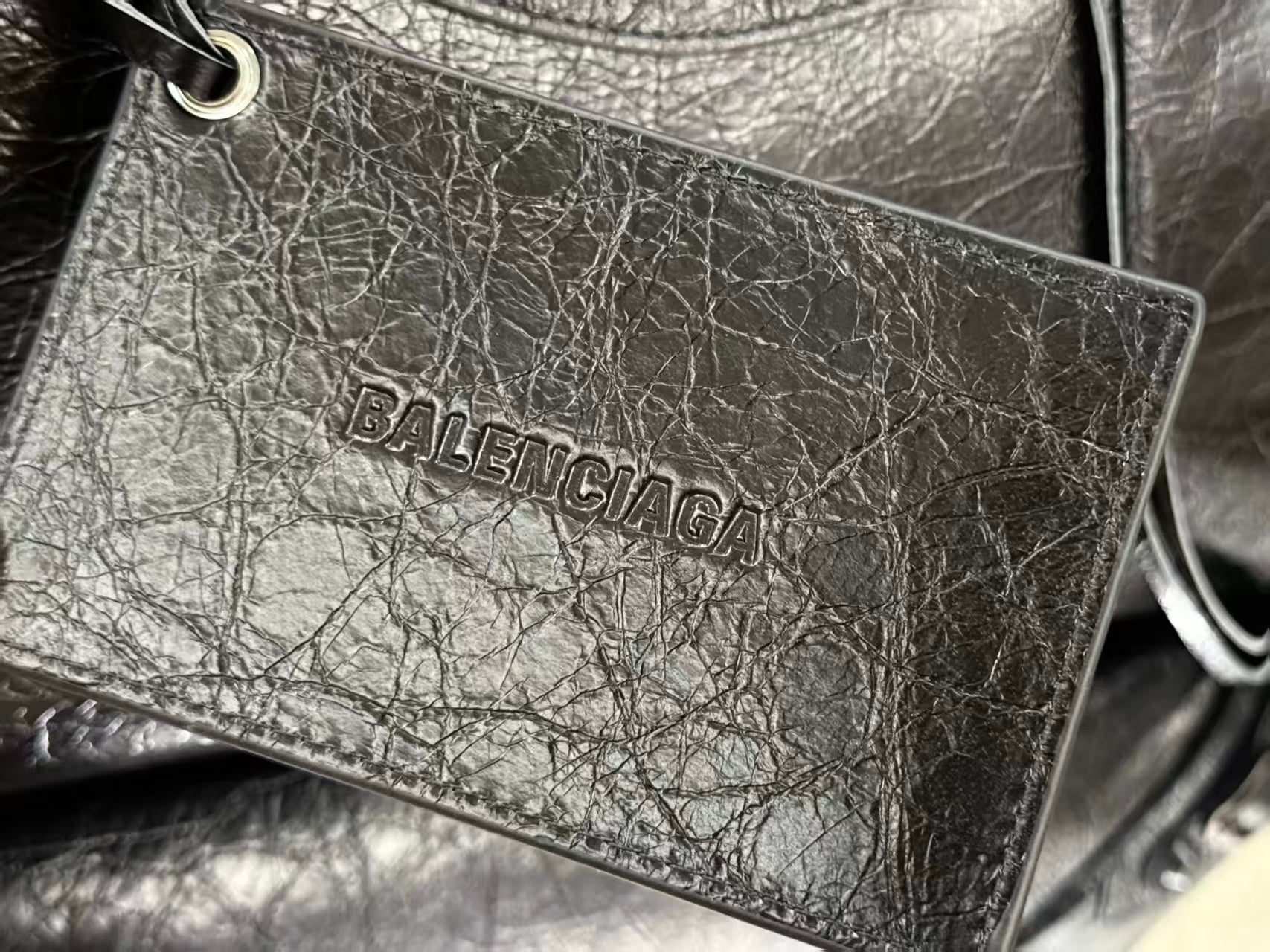 Balenciaga 2026 Le City Large Bag 46cm Black Crinkled Leather