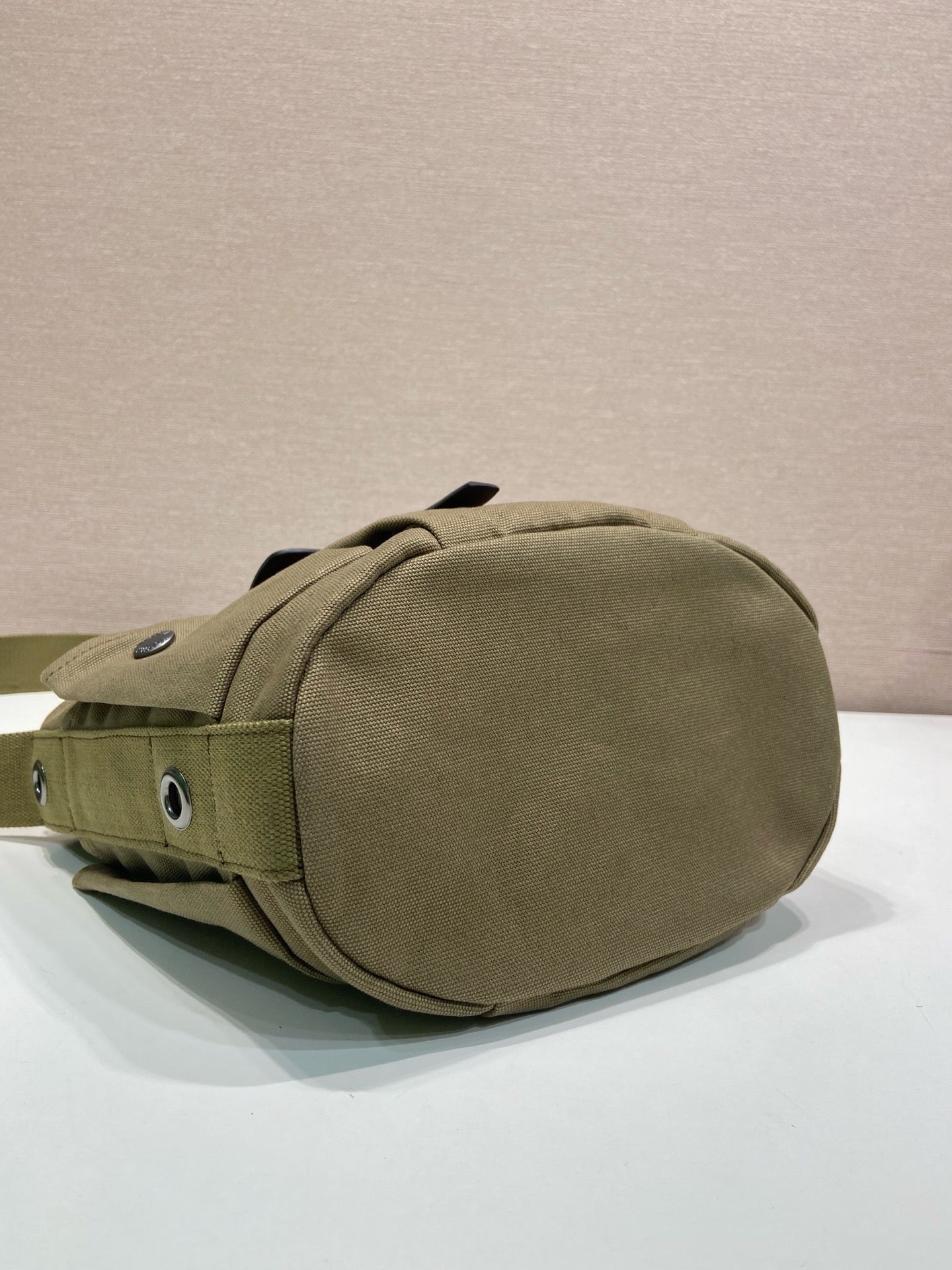 Prada 2026 Route Bag 24.5cm Khaki Canvas Leather