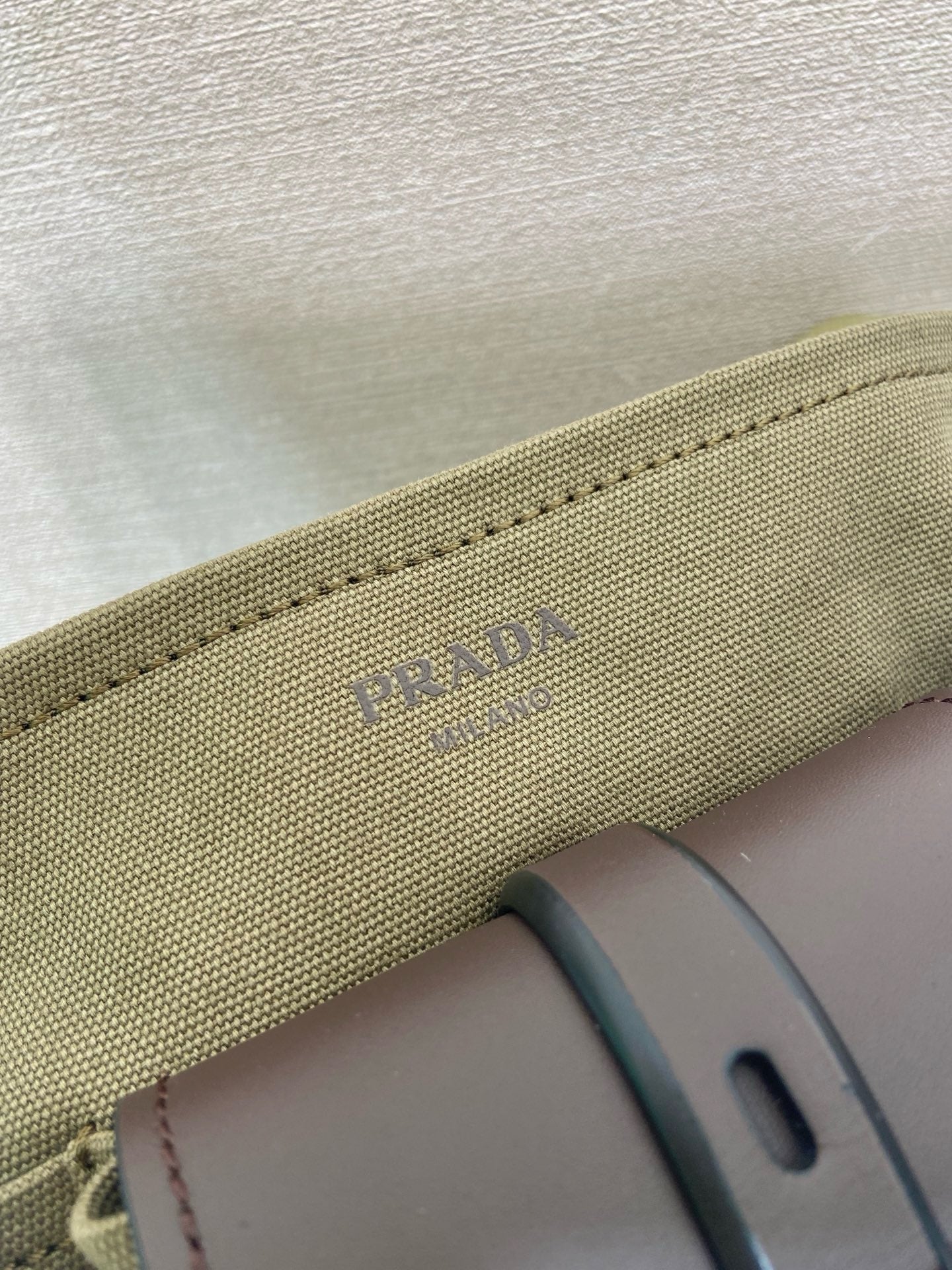 Prada 2026 Route Bag 24.5cm Khaki Canvas Leather