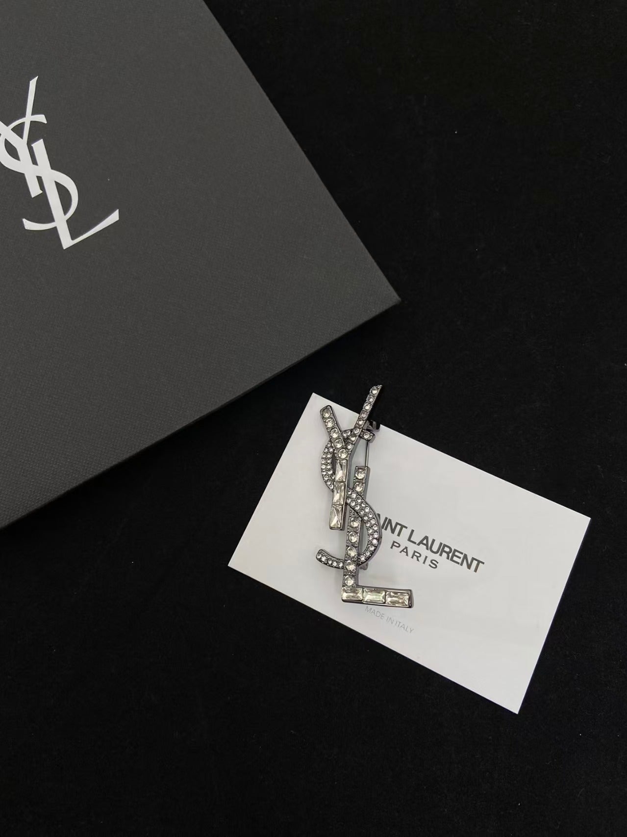 YSL Brooch With Sparkling Crystals