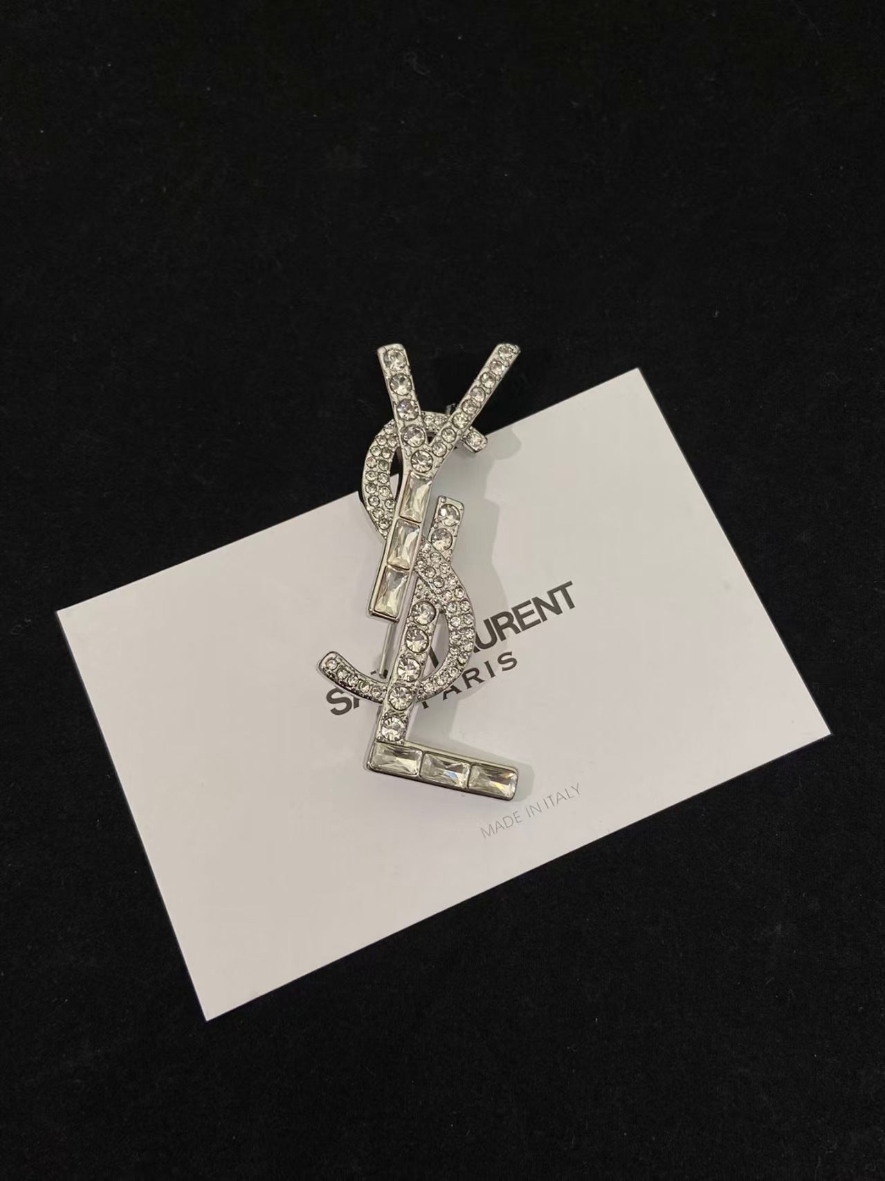 YSL Brooch With Sparkling Crystals