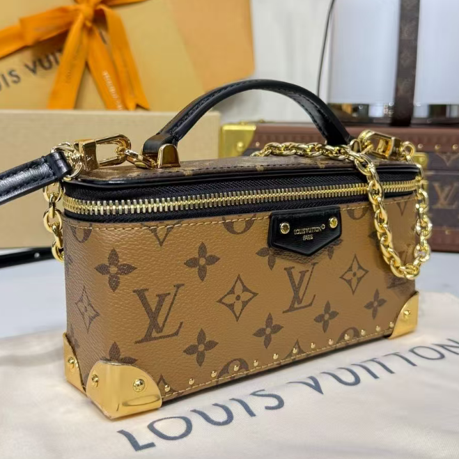 LV 2026 Vanity Pouch Trunk Beige Brown Canvas Cowhide