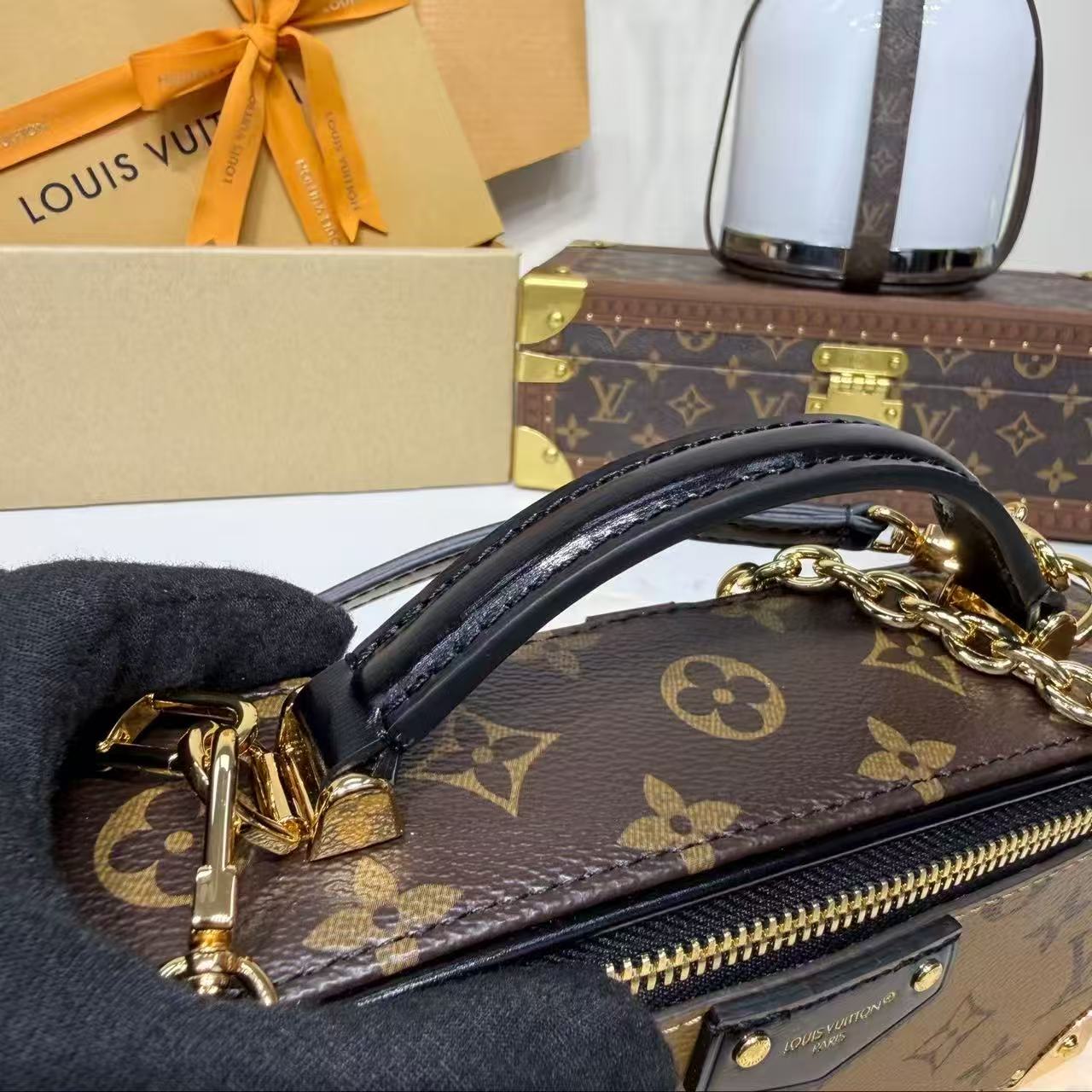 LV 2026 Vanity Pouch Trunk Beige Brown Canvas Cowhide