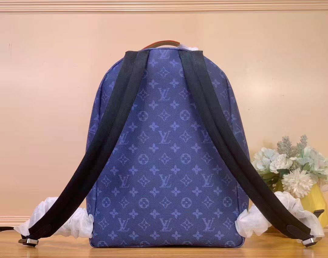 LV 2026 Discovery Backpack PM 40cm Blue Canvas Cowhide