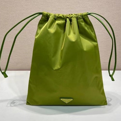 Prada 2026 Wish Drawstring Bag 35cm Green Re-Nylon