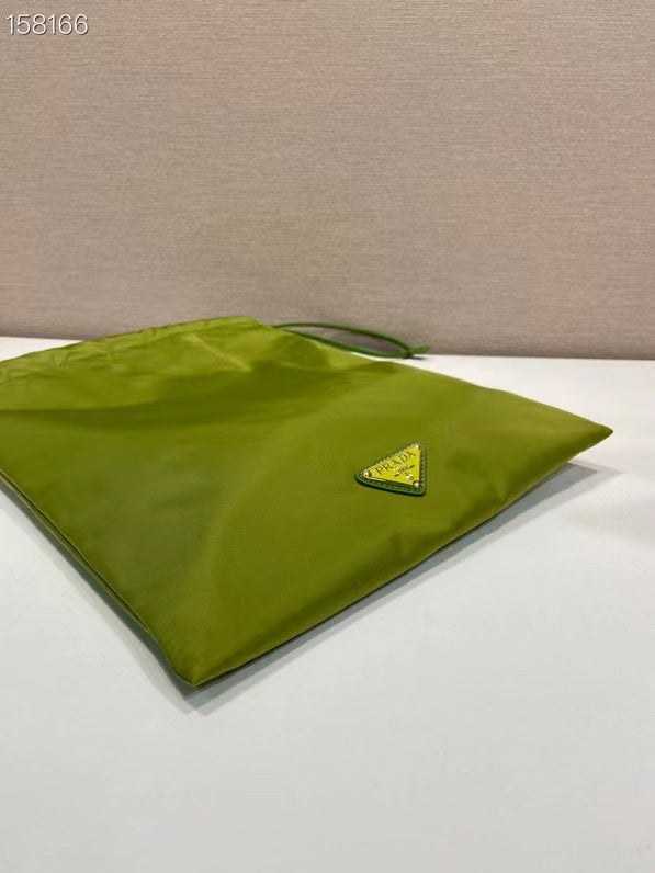 Prada 2026 Wish Drawstring Bag 35cm Green Re-Nylon