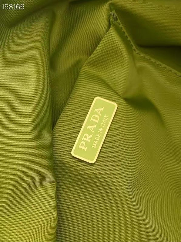 Prada 2026 Wish Drawstring Bag 35cm Green Re-Nylon