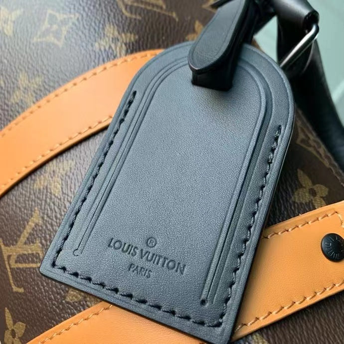 LV 2026 Keepall Bandouliere Bag 25cm Black Brown Canvas Cowhide
