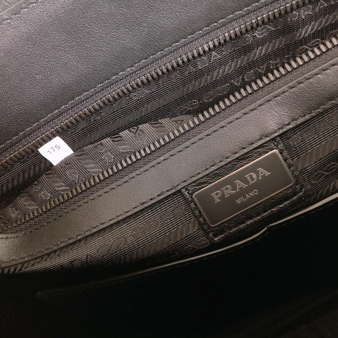Prada 2026 Briefcase 40cm Black Grained Leather