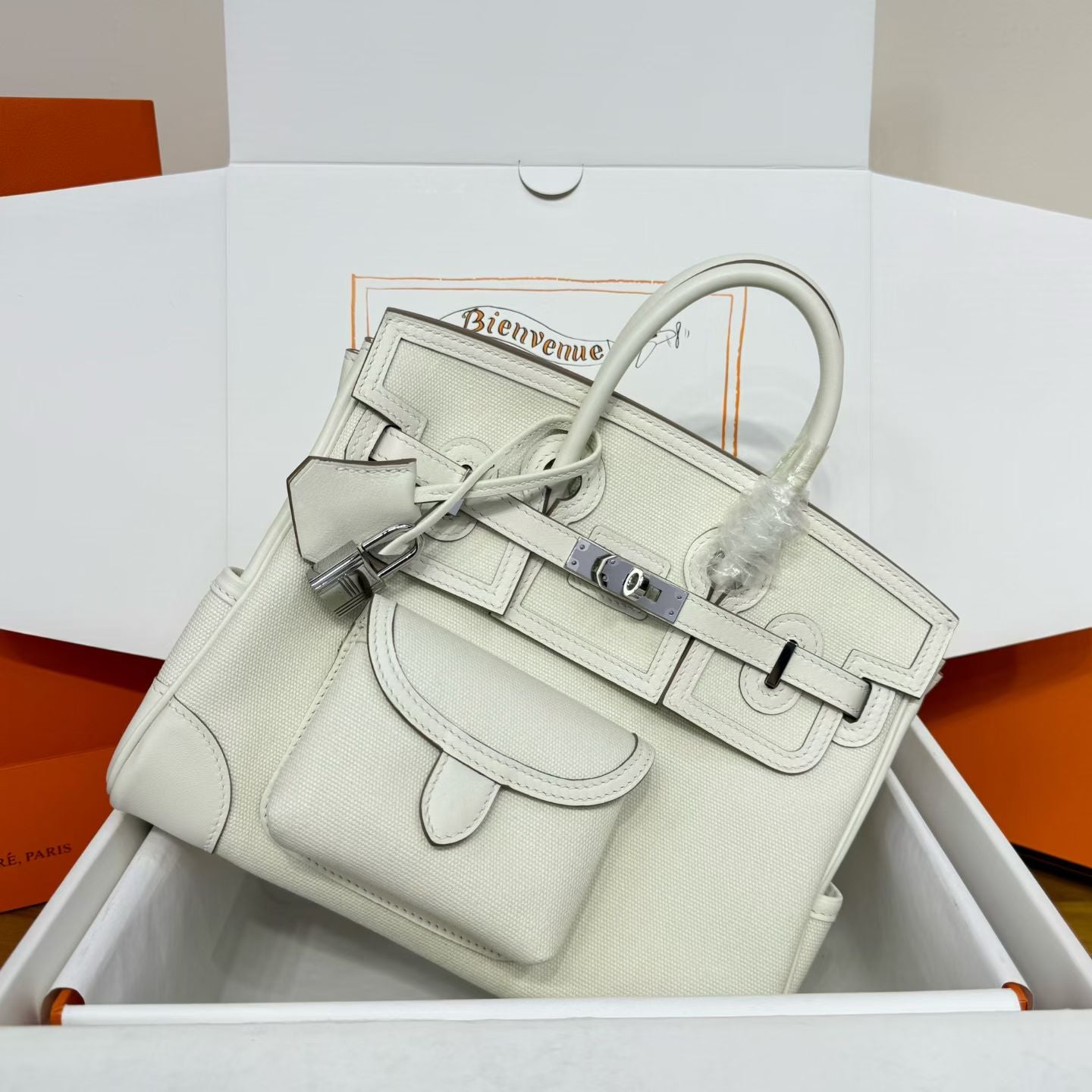 Hermes 2026 Birkin Cargo Bag 25cm Canvas mix Swift Leather