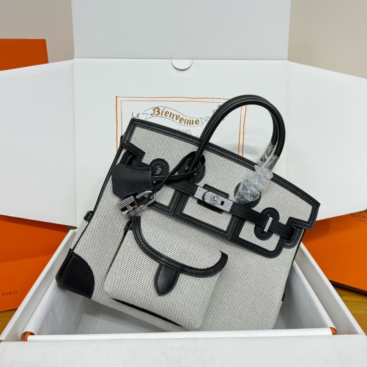 Hermes 2026 Birkin Cargo Bag 25cm Canvas mix Swift Leather