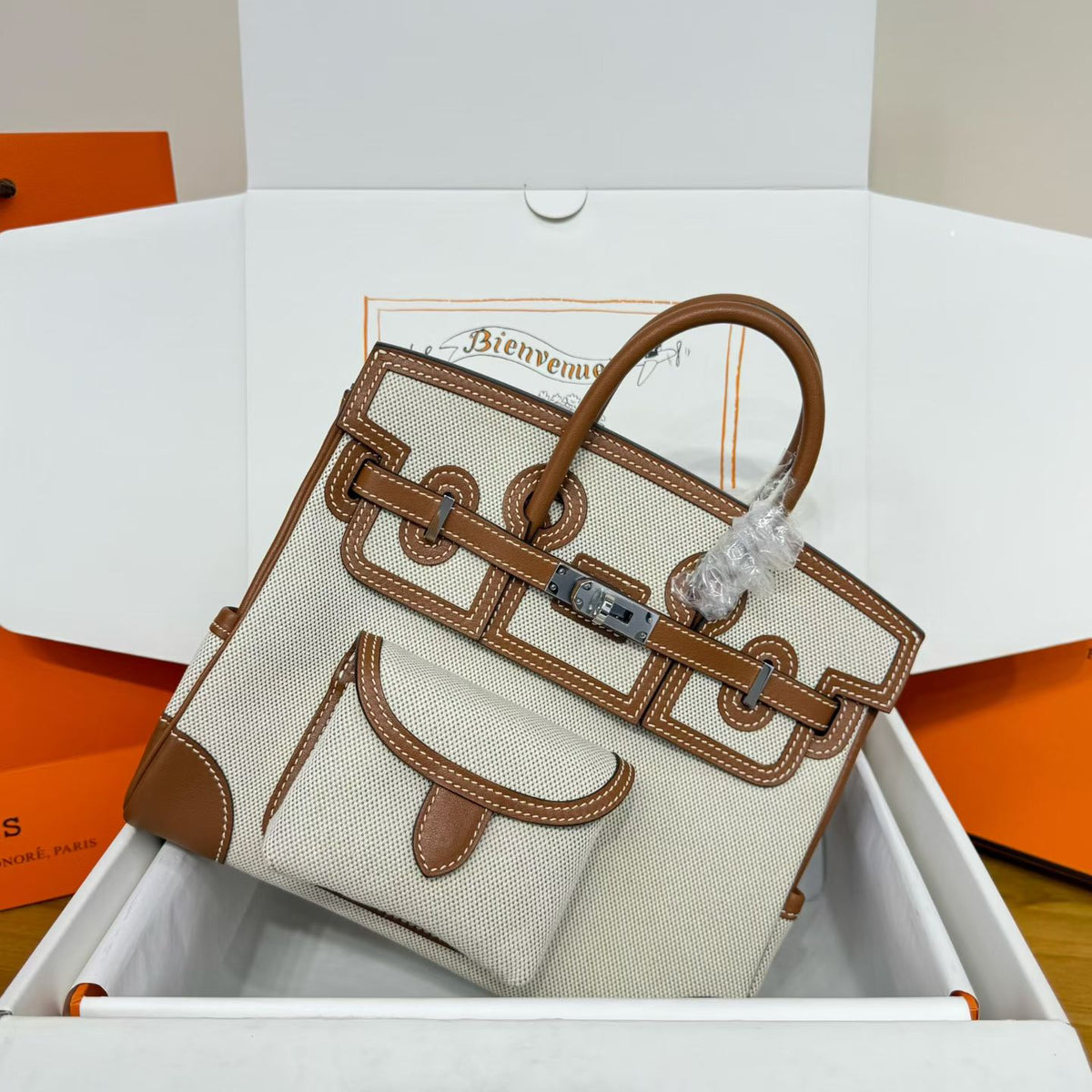 Hermes 2026 Birkin Cargo Bag 25cm Canvas mix Swift Leather
