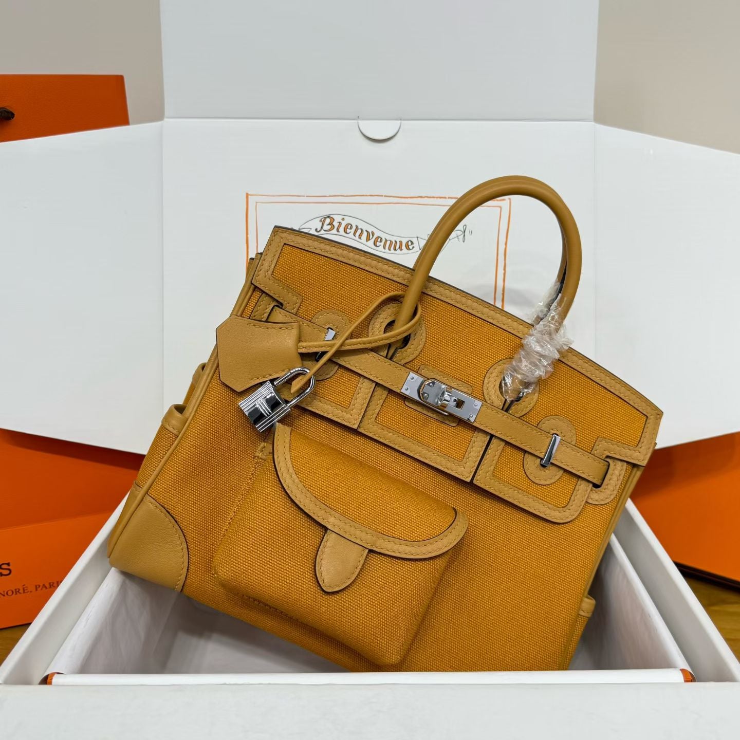Hermes 2026 Birkin Cargo Bag 25cm Canvas mix Swift Leather