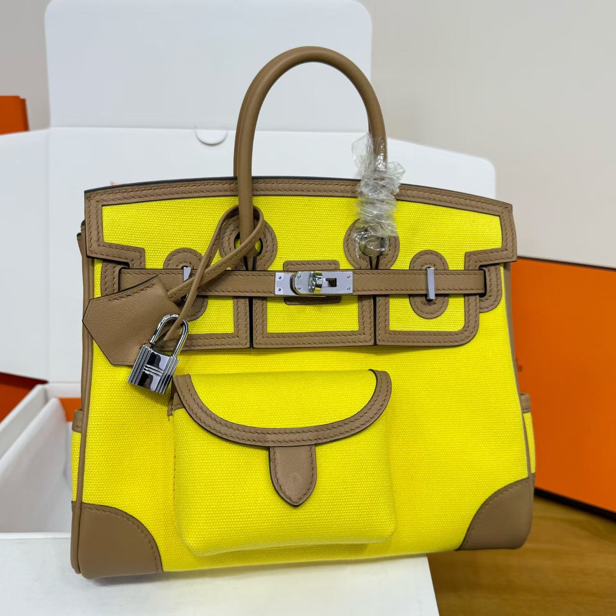 Hermes 2026 Birkin Cargo Bag 25cm Canvas mix Swift Leather