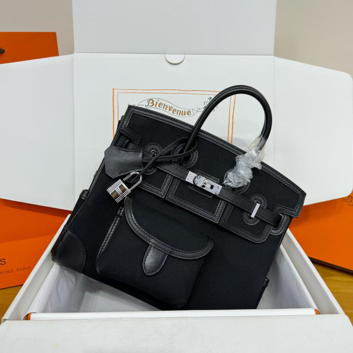 Hermes 2026 Birkin Cargo Bag 25cm Canvas mix Swift Leather