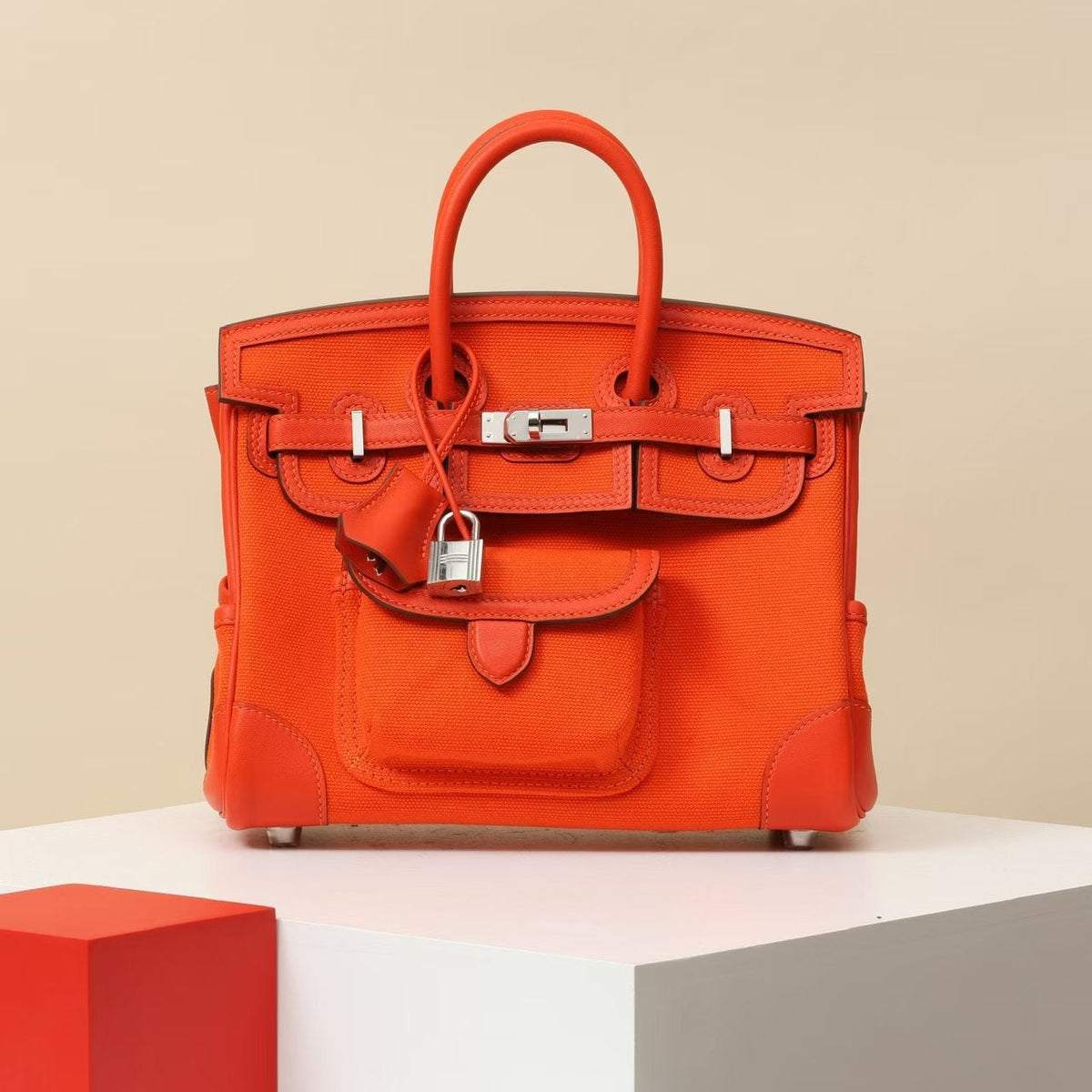 Hermes 2026 Birkin Cargo Bag 25cm Canvas mix Swift Leather