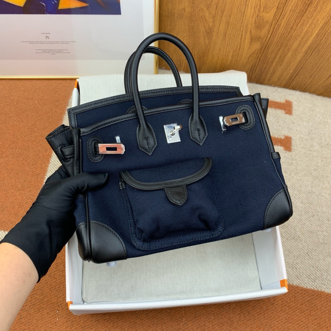 Hermes 2026 Birkin Cargo Bag 25cm Canvas mix Swift Leather