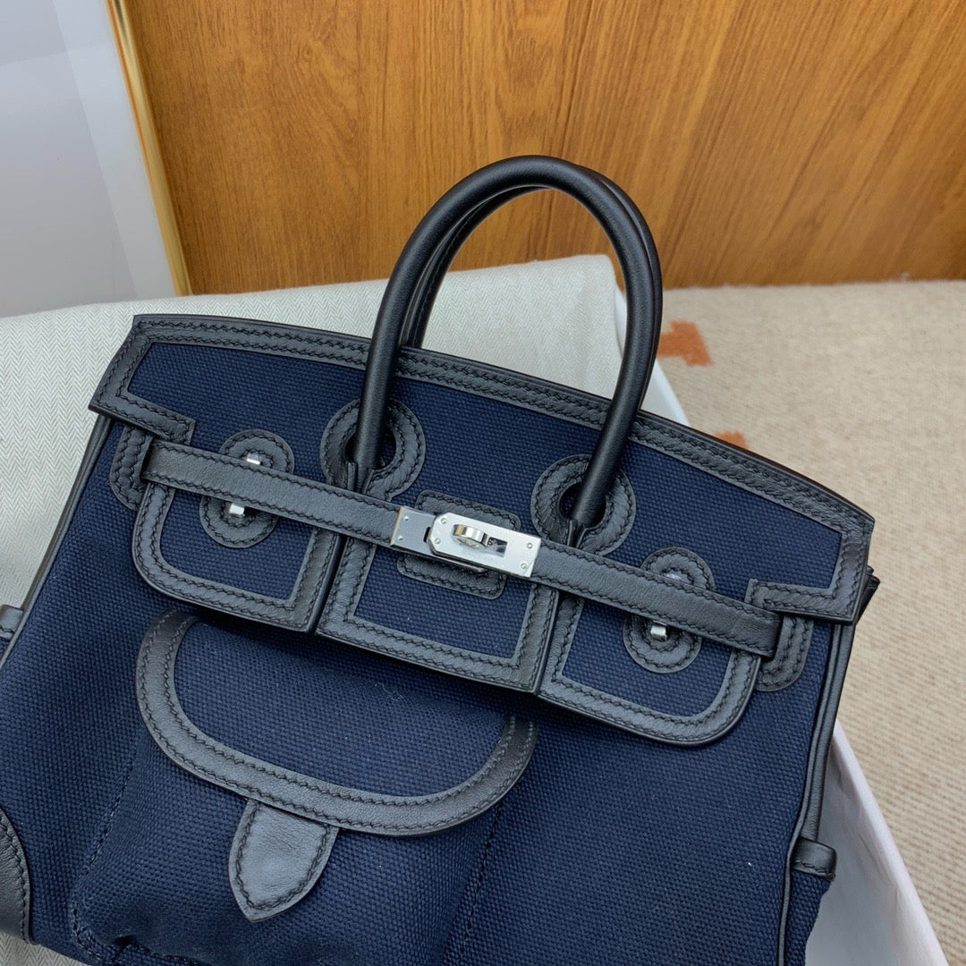 Hermes 2026 Birkin Cargo Bag 25cm Canvas mix Swift Leather